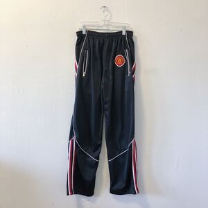 Manchester United Warm Up Zipper Pocket Pants Black Red Rare VTG MUFC MANU Sz S